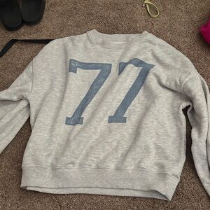 American Eagle Outfitters Gray Sweater with Blue Numbers